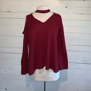 Maroon Waffle Knit Long Sleeve! Super cute!